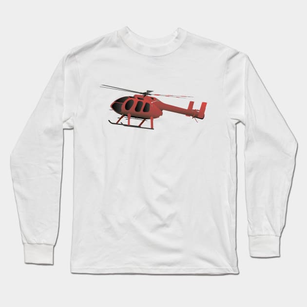 Light Red Helicopter Long Sleeve T-Shirt by NorseTech